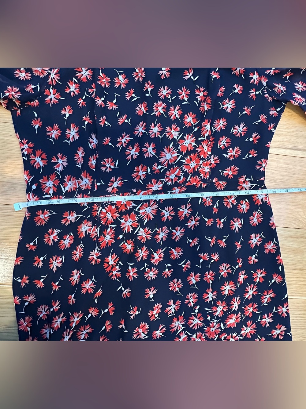 LK Bennett Pros Silk Dress US 8 Sloane Blue Floral Print Fit & Flare Dress - Picture 9 of 12